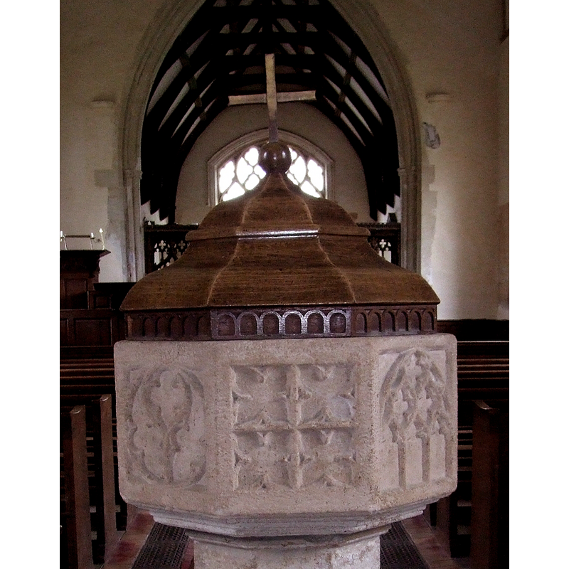 on seven of the sides of the octagonal basin