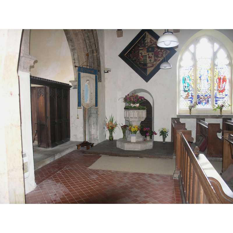 the font and cover by the north doorway