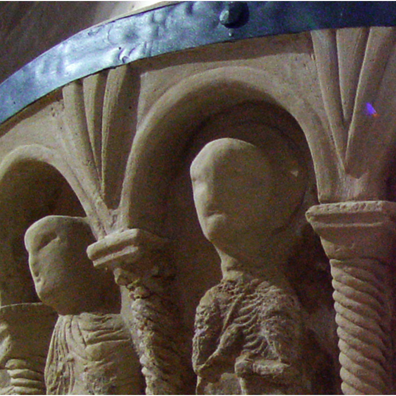 stylised motif in the spandrels of the arcade -- photographed after the 2008 restoration