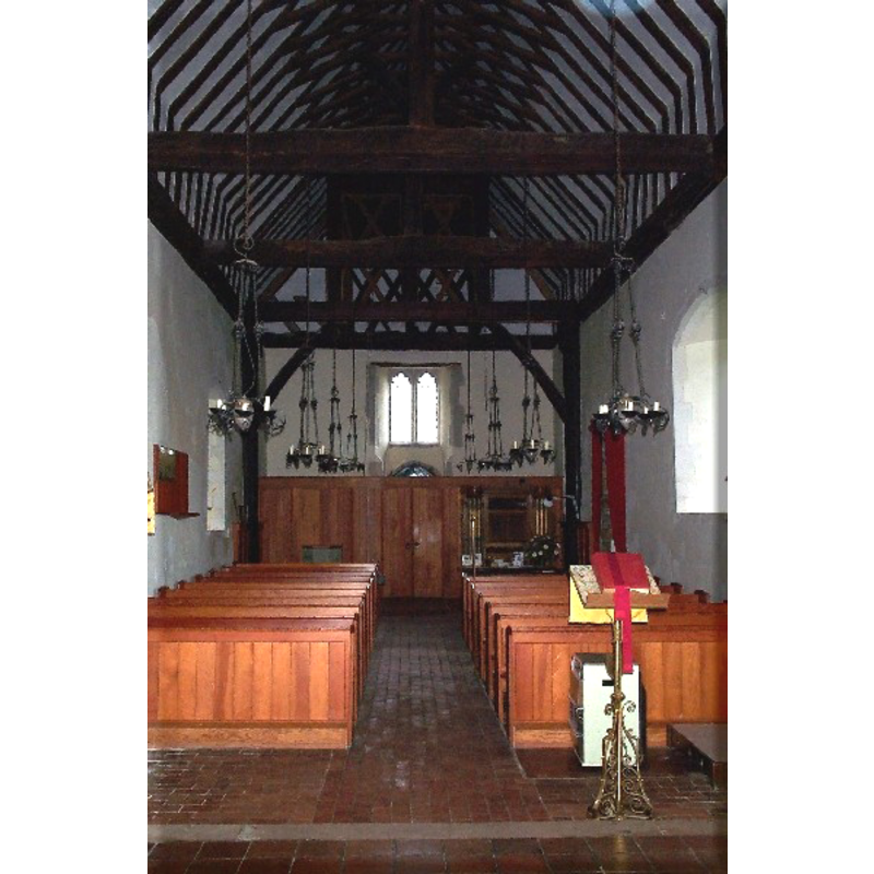 in an old photograph; note the top of the font and cover in the foregorund, north (left) side