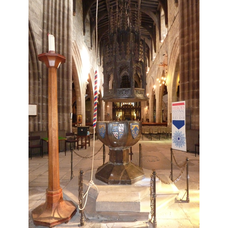 at the west end of the nave, looking east
