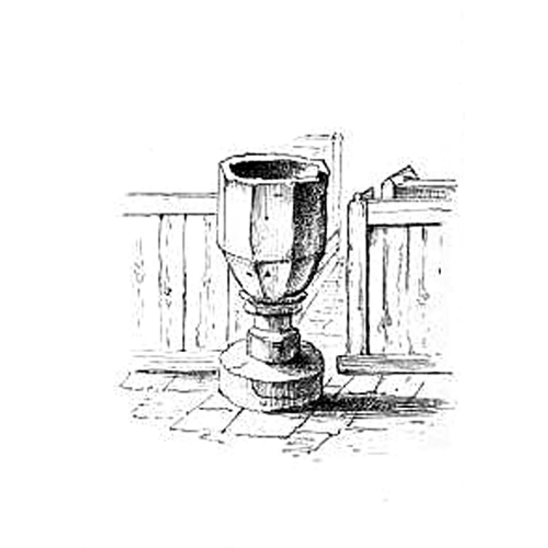 believed to have been re-cut in the 13th or 14thC from the original Norman tub font