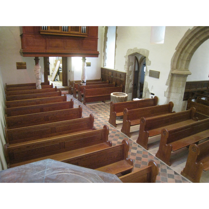 the font in the context of the 2009-2010 renovation of the church interior; photograph taken 12 March 2010, when the renovation was completed