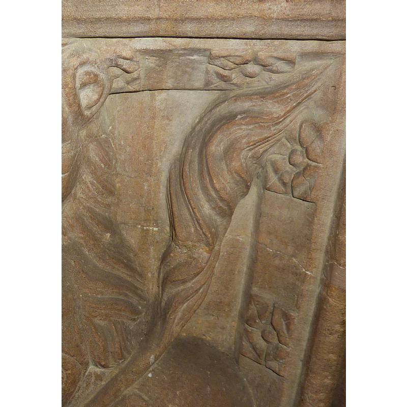 on the frames around the lion panels of the basin