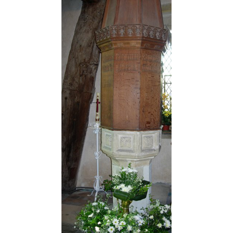 the flower itself is square, set in a square panel [cf. Font notes]