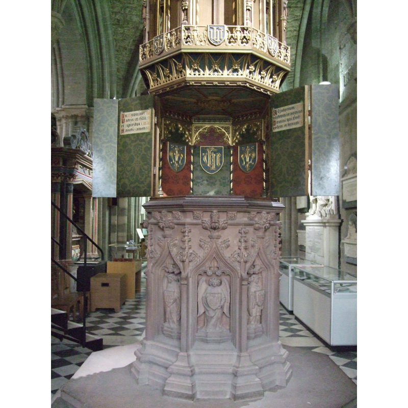 the modern font by G.F. Bodley, 1891 -- showing the font and the lower part of the cover