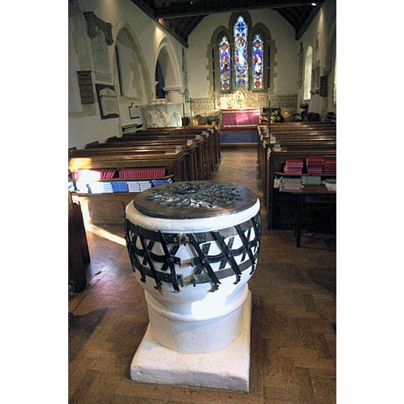 with the font and cover in the foreground