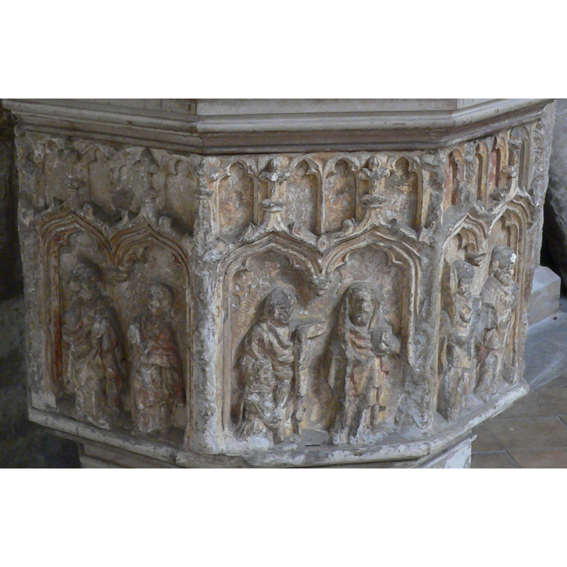third scene to the left of the Baptism of Christ