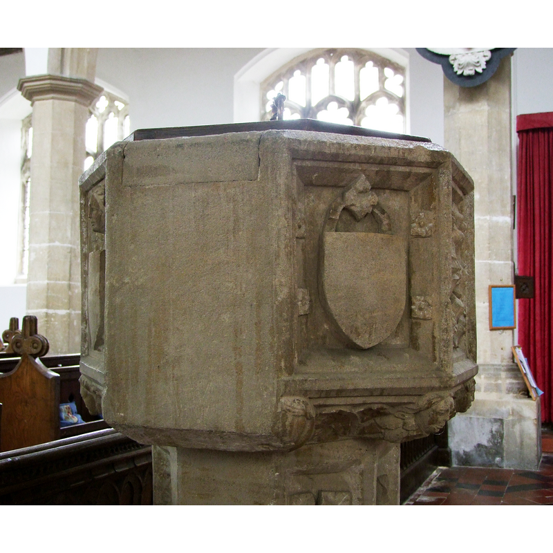 tiny ones, on some of the sides of the basin panels, especially those with the hanging blank shields