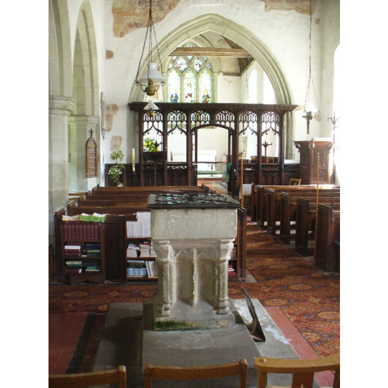 at the west end of the nave, north side