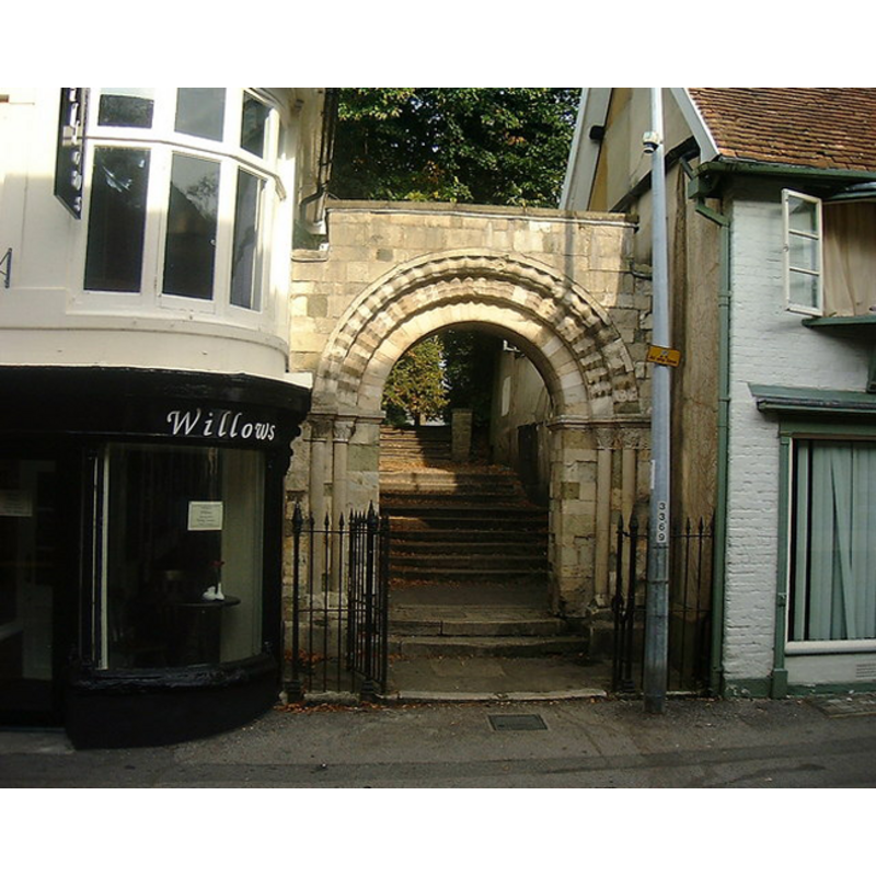 the old Norman entranceway now attached to town buildings