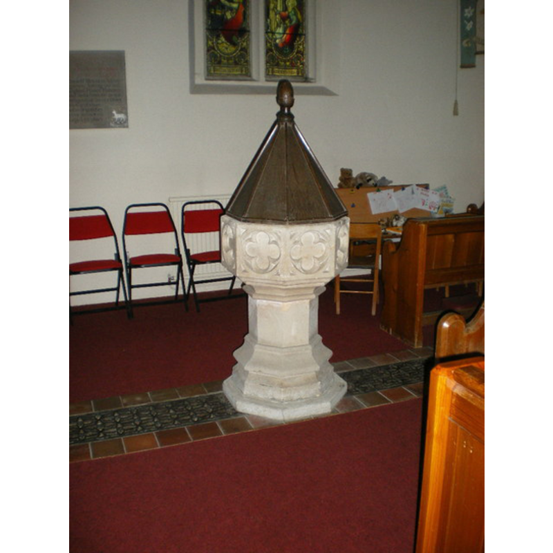 the modern font of the modern Church of the Ascension, Burghclere