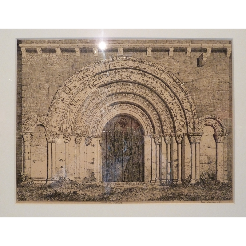 the south portal of the church at Castelviel/Castelvielh. Engraving probably by Leo Drouyn (1816-1896). For information only.
