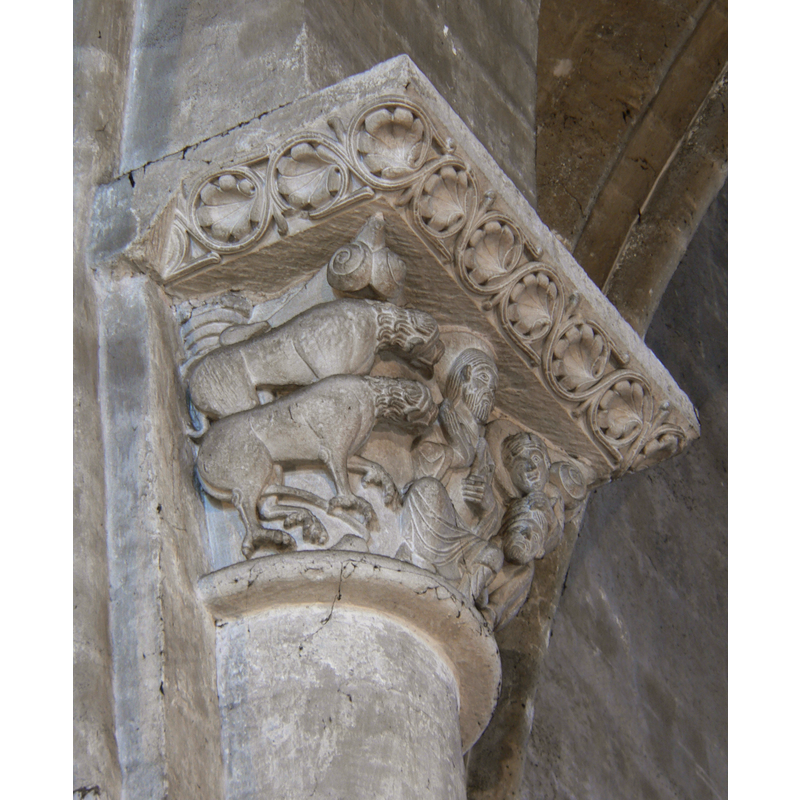 Daniel in the lions' den scene; said to be 11th- or 12th-century