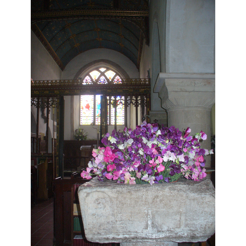 with the basin of the font in the foreground