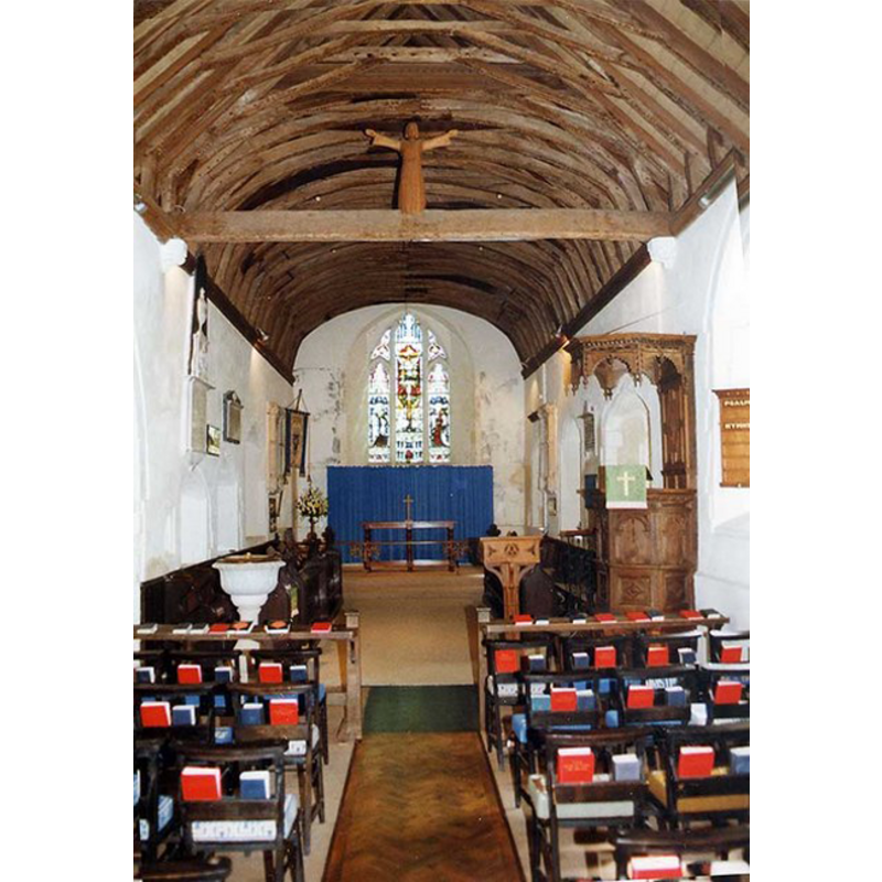 the later font is visible on the north sides of the nave, across from the pulpit