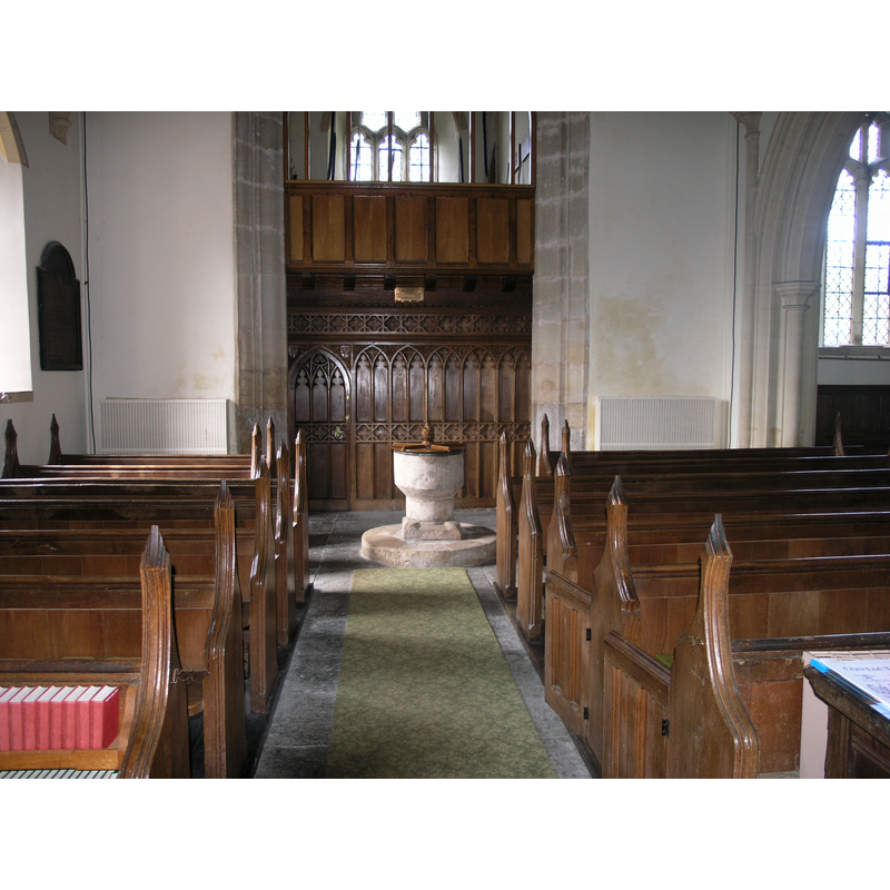 the font and cover in the context of the west end of the nave