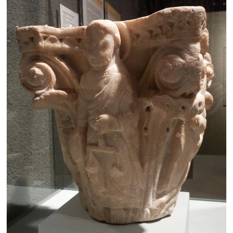 side 1, as identified in the museum label: God holds a large disque in one hand, representation of heavens, and in the other a balance