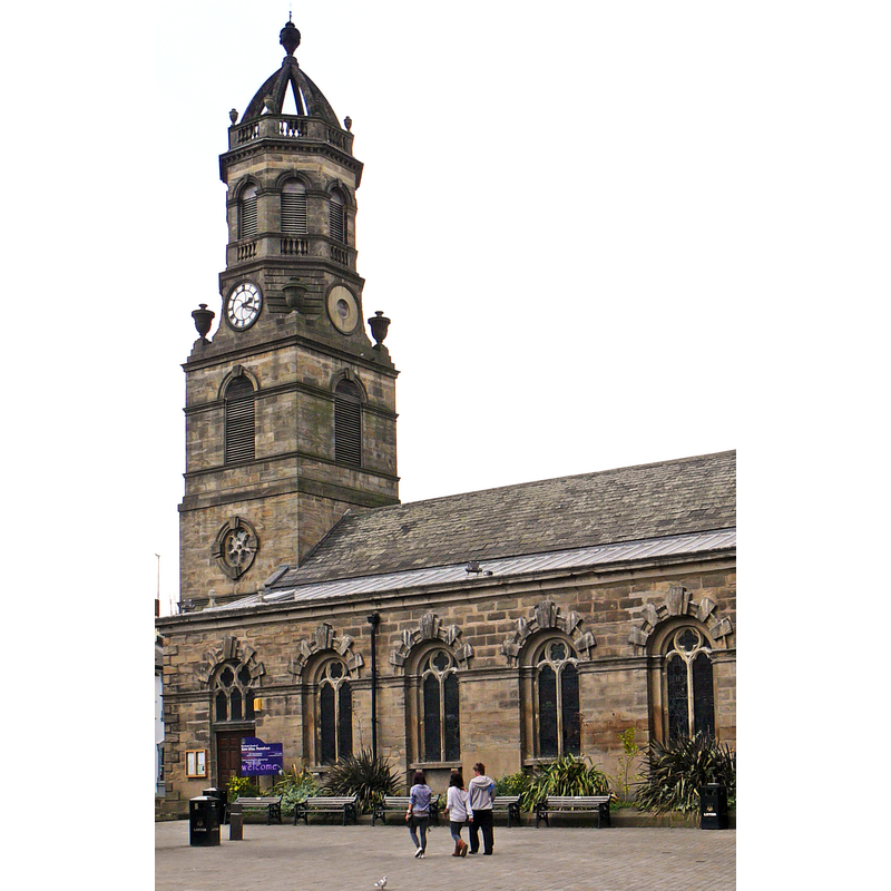 Source caption: "A twelfth century church originally called "St Mary's on the Market Place". It was rededicated to Saint Giles when a fair was granted to Pontefract on the feast of the saint."