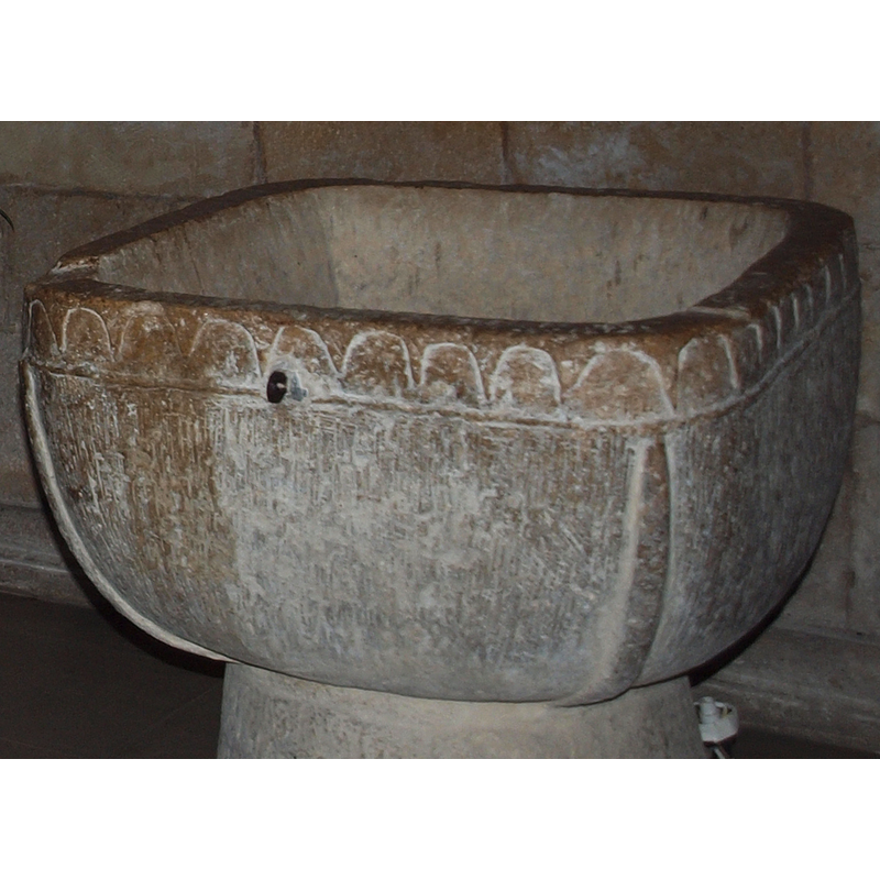 all around the four sides of the font