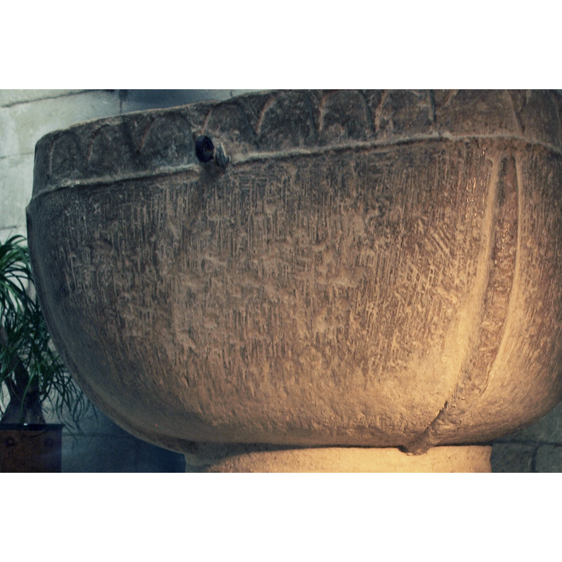 at the four angles of the basin;, side and underbowl