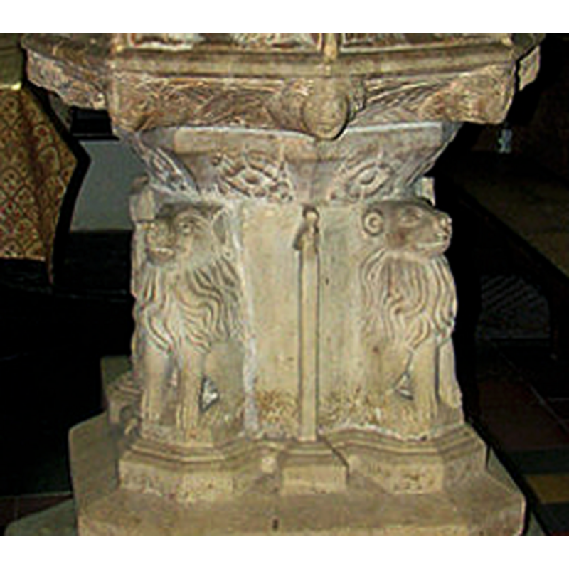 alternating with the four buttresses on the base sides