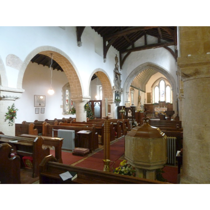 the modern font in the context of the nave; looking northeast