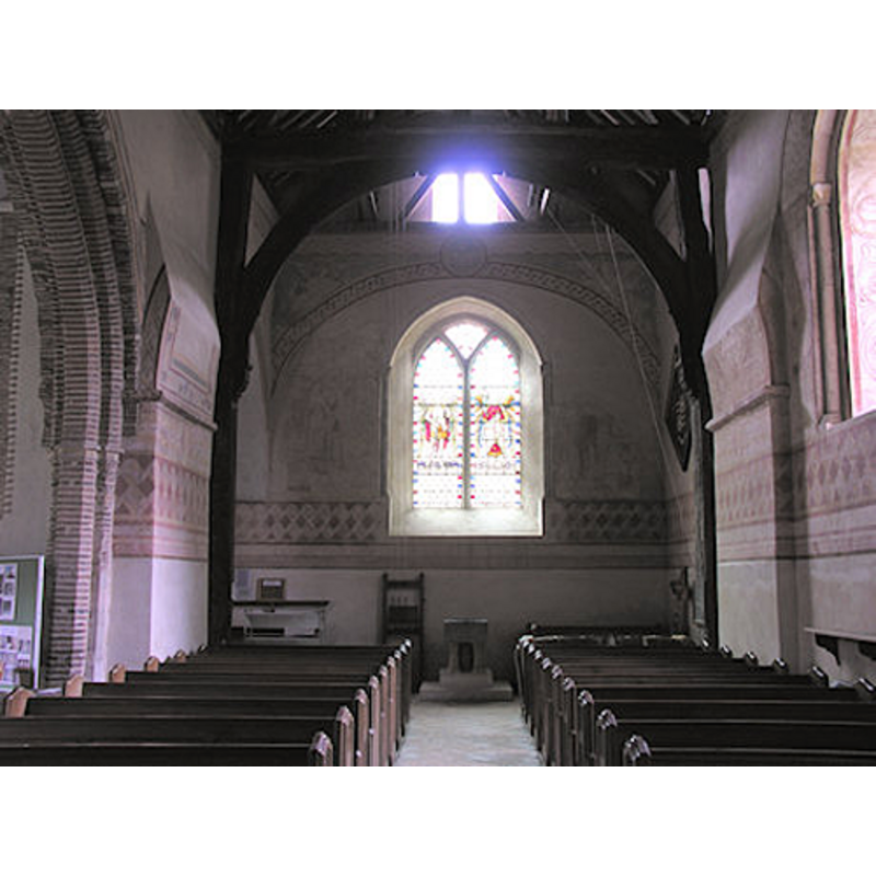 with the font by the west wall