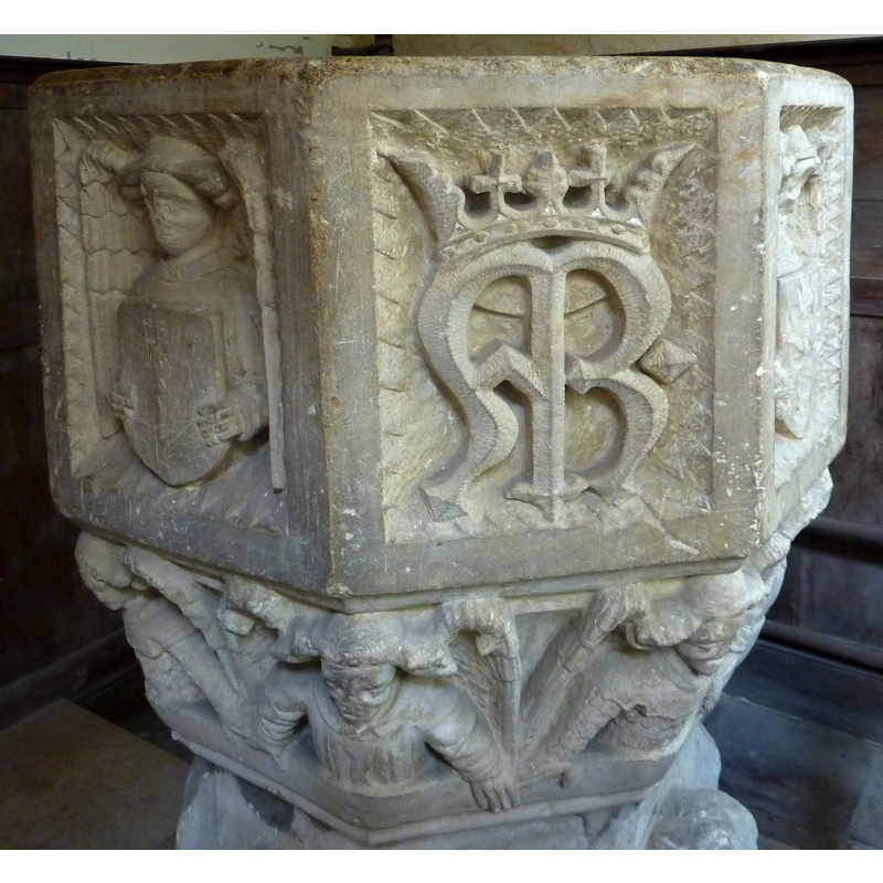 a later re-carving? [cf. FontNotes] -- on the southeast side of the basin