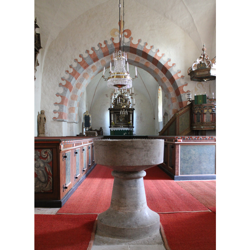 at the west end of the nave, looking east
