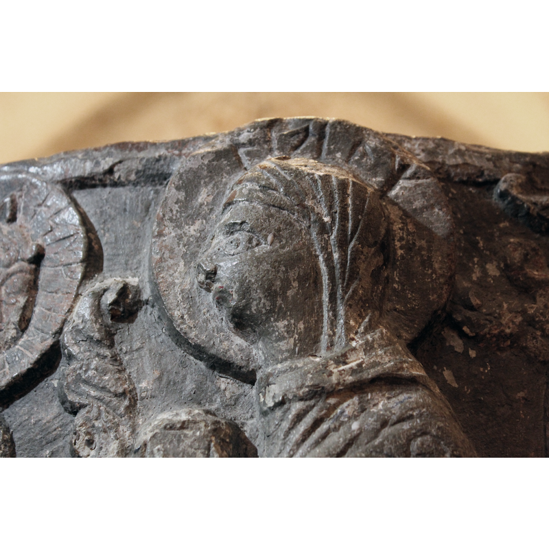 Runic inscription inside the halo identifies Mary