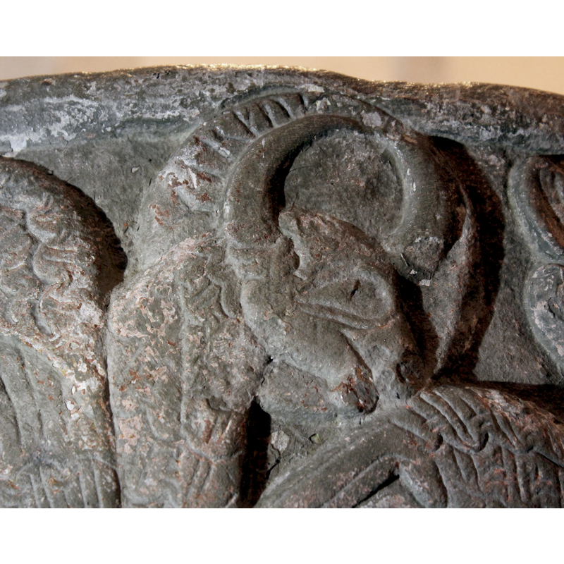 haloed head and inscription; the Runic inscription wrongly identifies this symbol as Matthew
