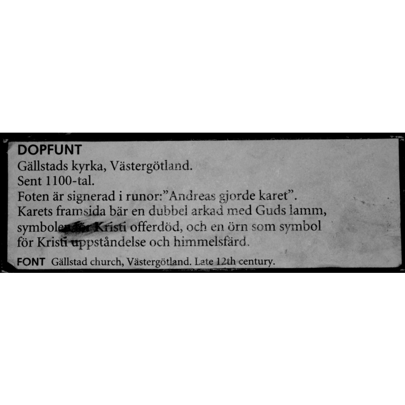 Museum label for this font