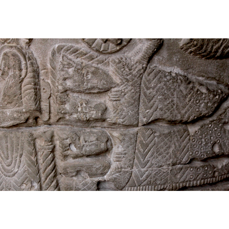 the dreaming Magi; notice the hand of each Magus holding the richly patterned  bed-spread