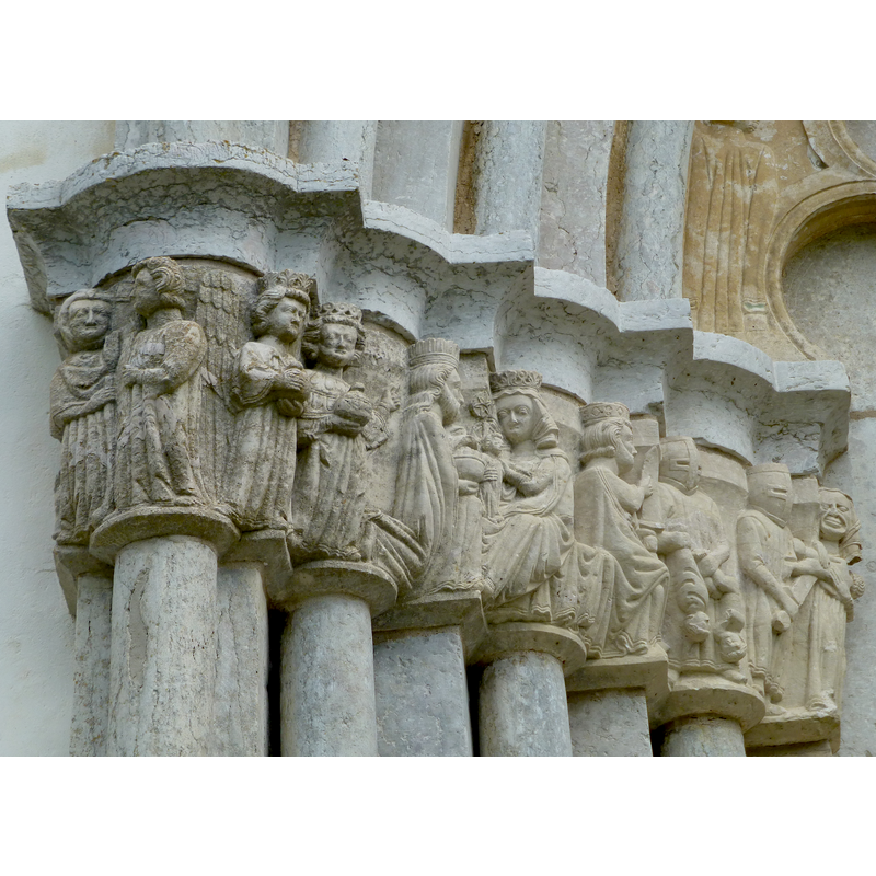 left to right: part of the Annunciation to the Shepherds; Adoration of the Magi; Massacre of the Innocents