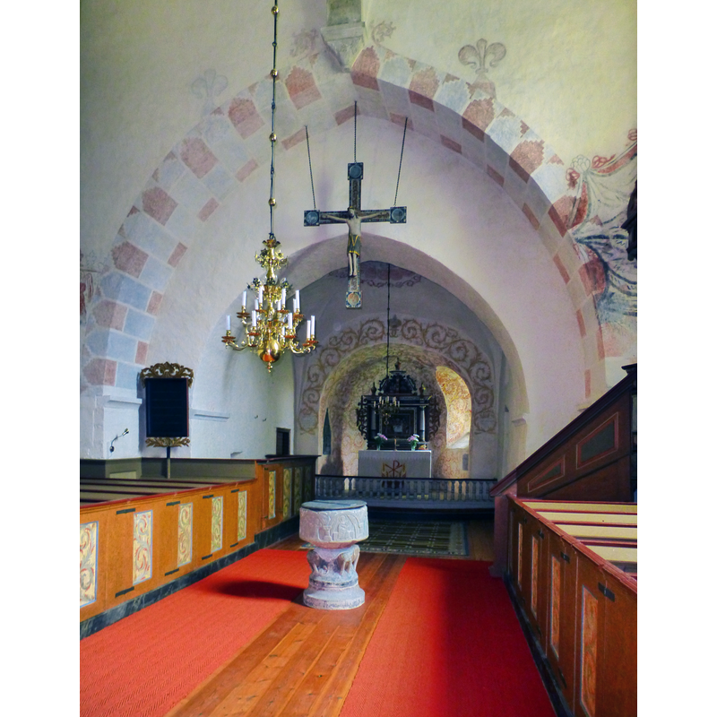 in the centre of the nave, looking east