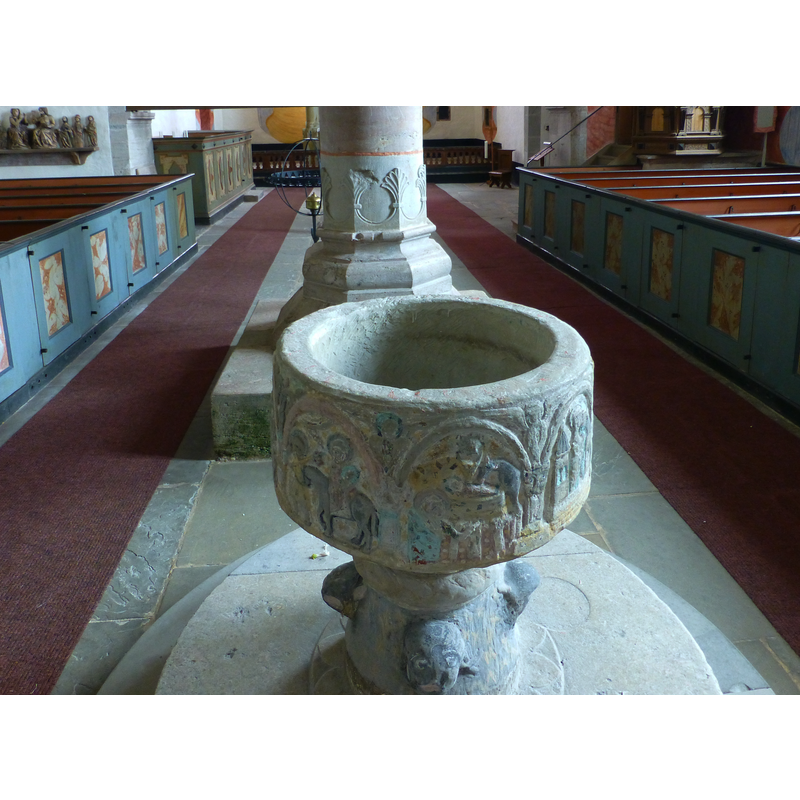 at the west end of the nave, looking east