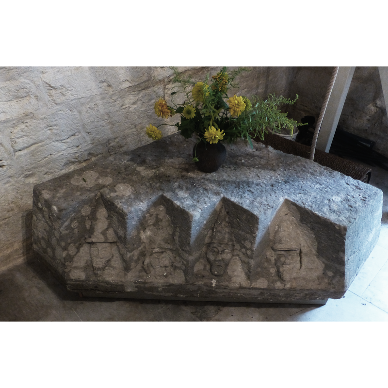 stones from the church exterior; now kept inside the church