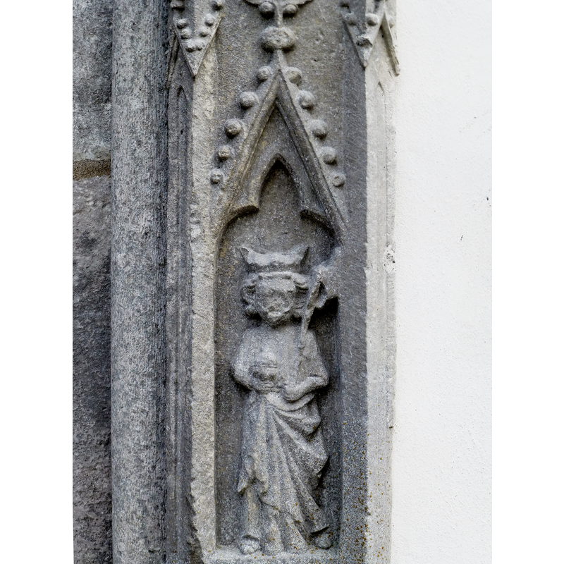 front column; lower figure; St. Olaf?