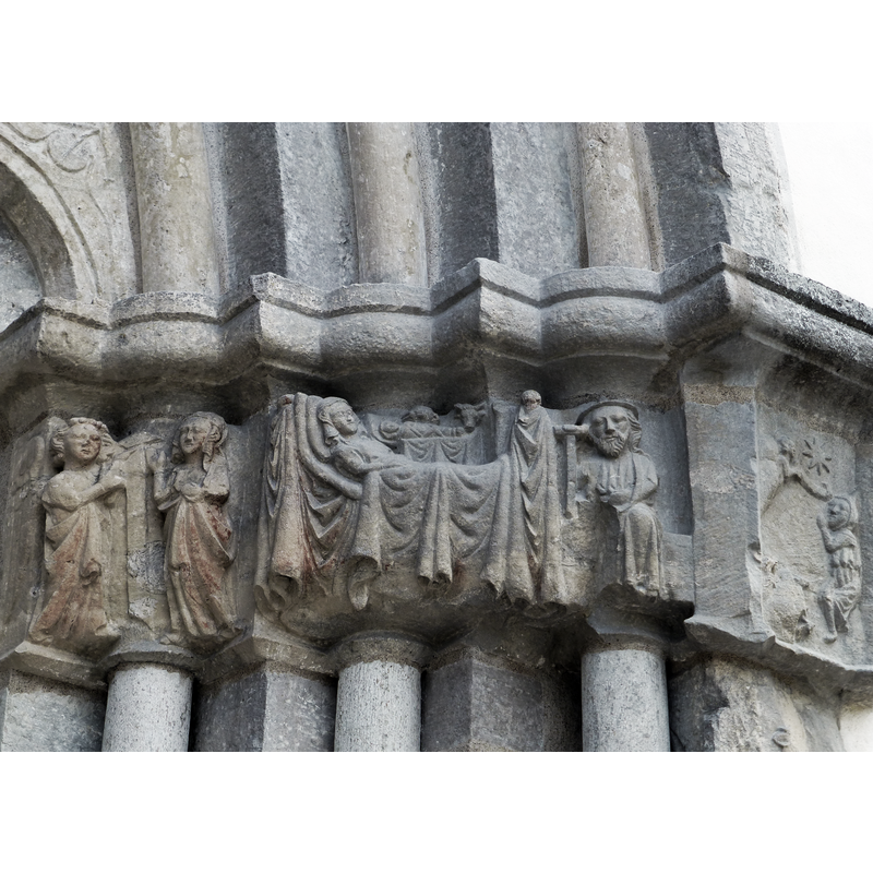 frieze; Annunciation to Mary; Nativity with dreaming Joseph; Annunciation to the Shepherds