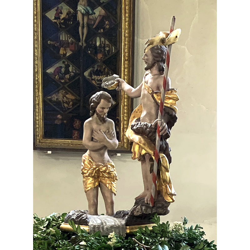 Baptism of Christ finial of the 1966 font cover