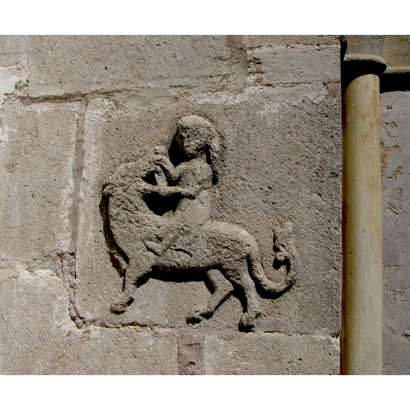 towards the east end -- Samson fights the lion