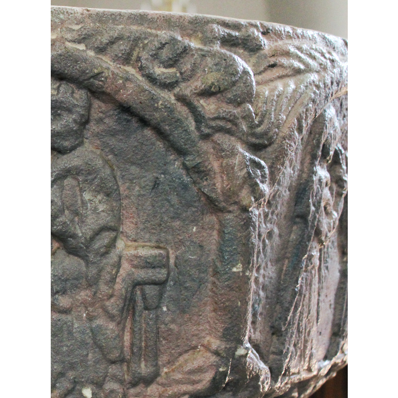 in the spandrel to the right of scene 1