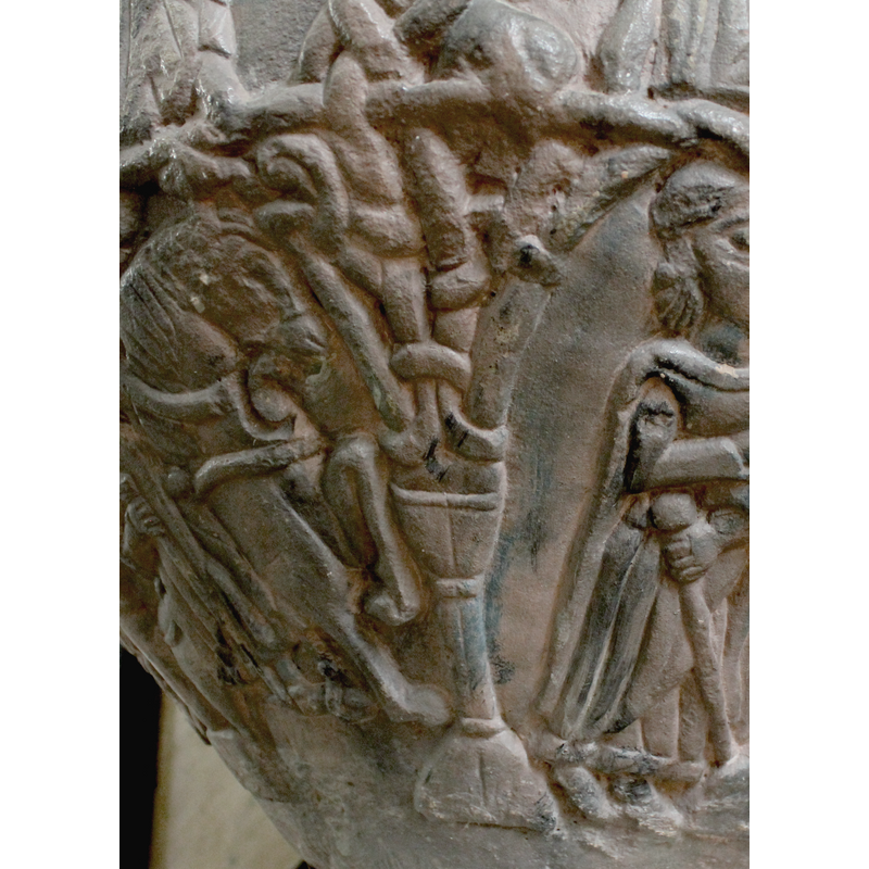 to the right of underbowl scene 2: interlace? intertwined snakes?