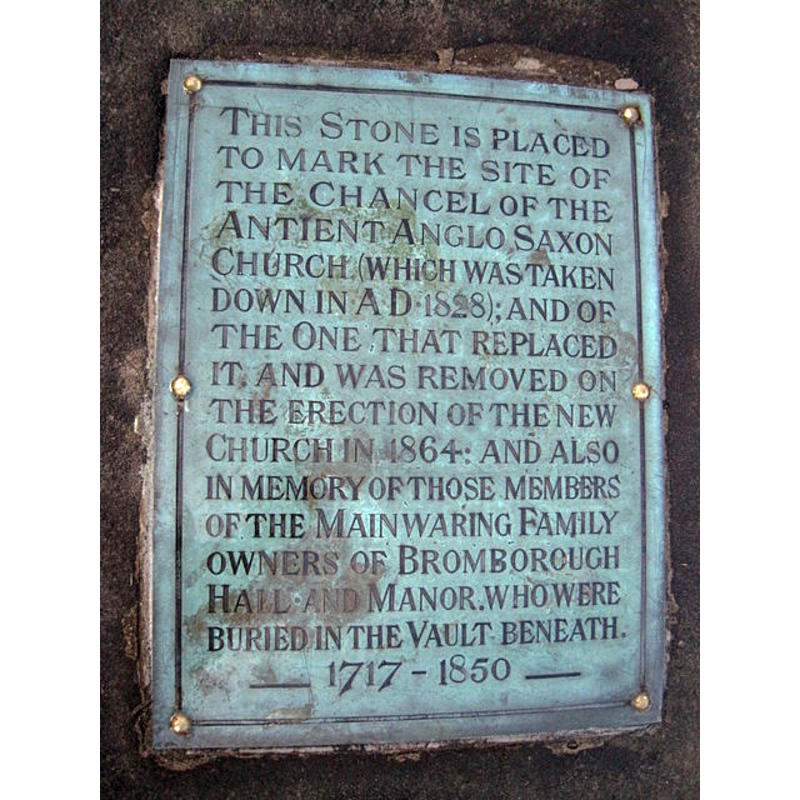plaque outside the modern church