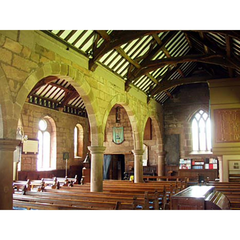 the font and cover are visible behind the arcade, in the south aisle, southwest corner