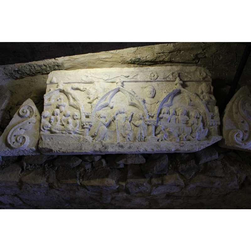 14th-century sculpture now kept in a room of the former abbey, now a lapidarium