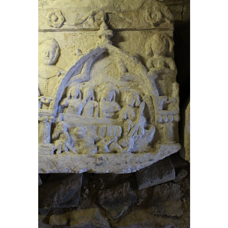 detail of a 14th-century sculpture now kept in a room of the former abbey, now a lapidarium