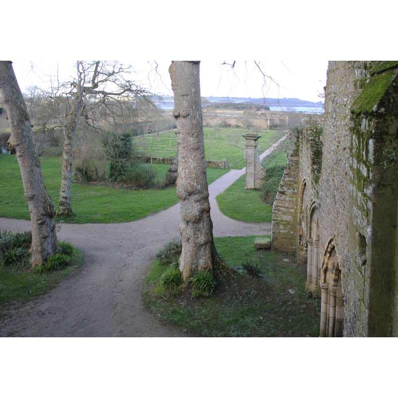 abbey gardens and view of the former port that gave the name to the abbey [Beau port]
