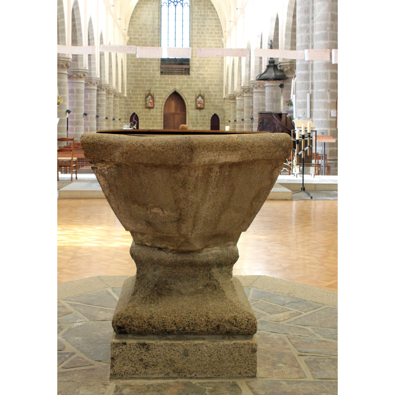 the east side of the font with the view of the nave behind